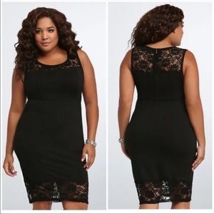 Torrid Black Sleeveless Pencil Dress with Lace Trim & Hem, Size 20
